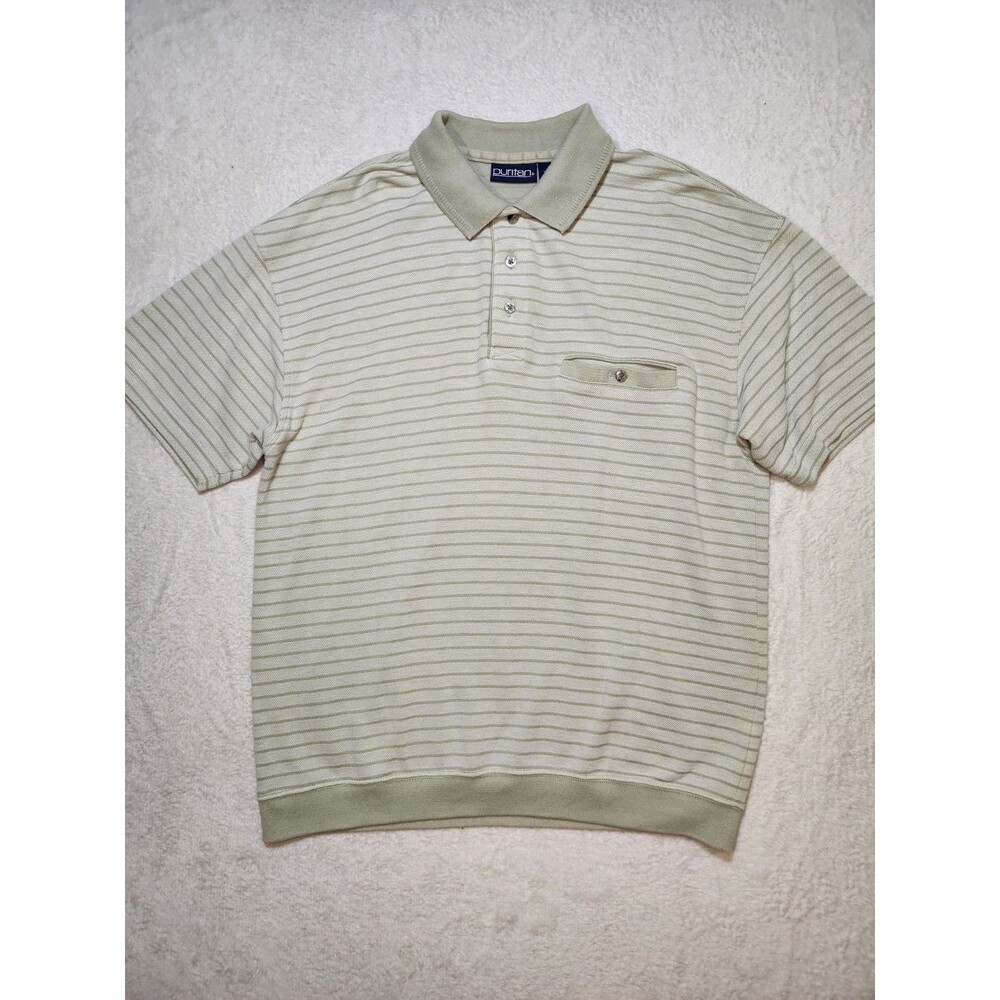 Puritan Vintage Polo Shirt Men's L Striped Knit 90's Grandpacore